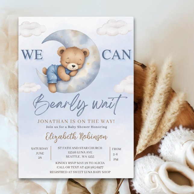 Invitation We can Bearly wait - Cute Bear Baby shower boy (Créateur téléchargé)