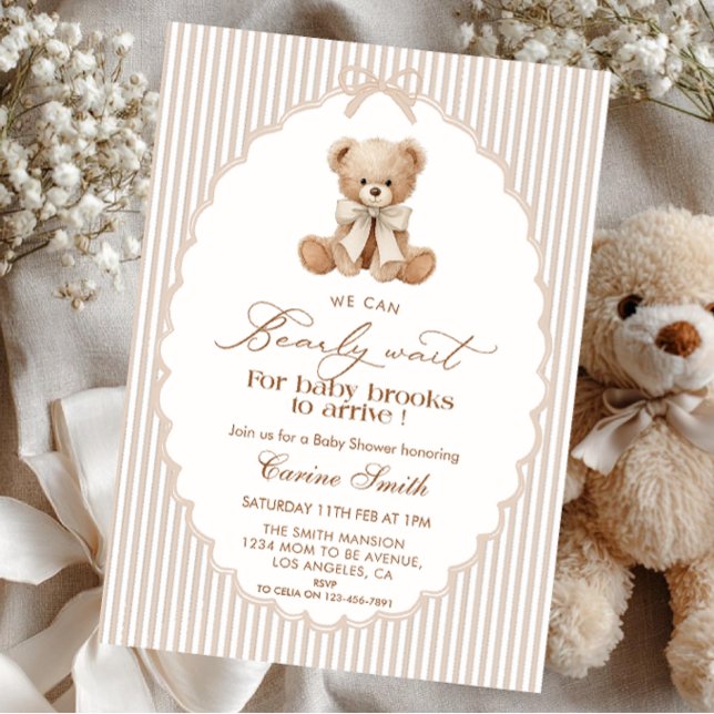 Invitation We Can Bearly Wait Gender Neutral Baby Shower (Créateur téléchargé)