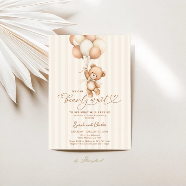 Invitation We Can Bearly Wait Gender Reveal Neutral colors (Créateur téléchargé)