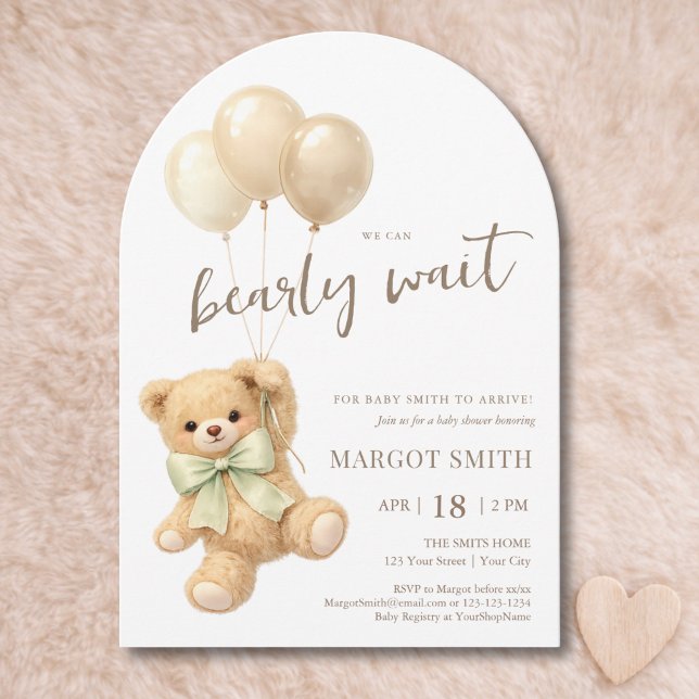 Invitation We Can Bearly Wait Teddy Bear Baby Shower (Créateur téléchargé)