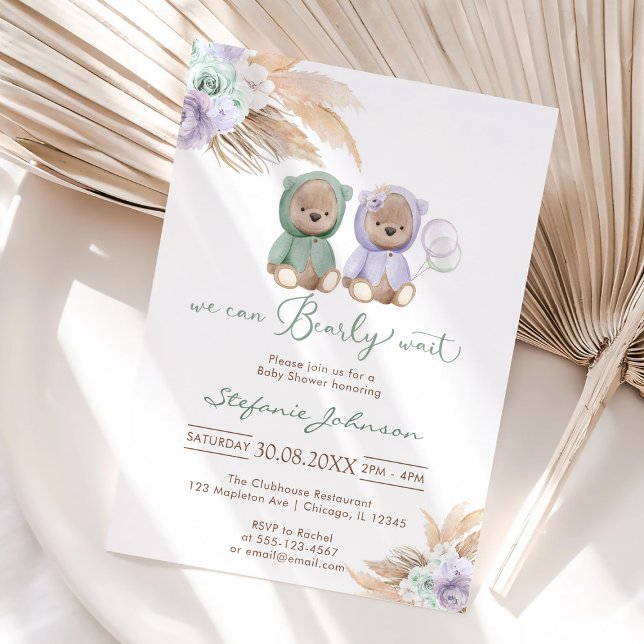Invitation We Can Bearly Wait Teddy Bear Baby Shower  (Créateur téléchargé)