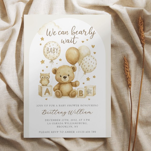 Invitation We Can Bearly Wait Teddy Bear Baby Shower  (Créateur téléchargé)