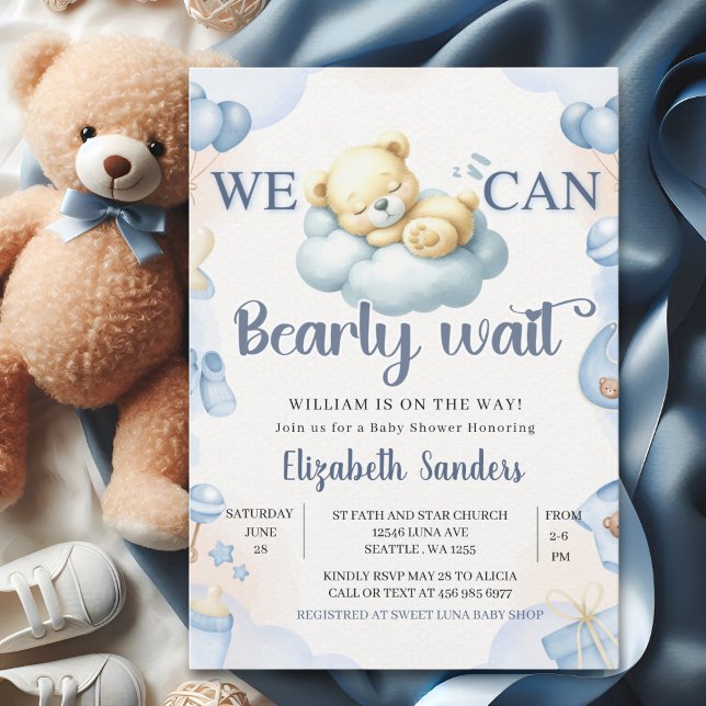 Invitation We can Bearly wait - Teddy Bear Baby Shower Boy (Créateur téléchargé)