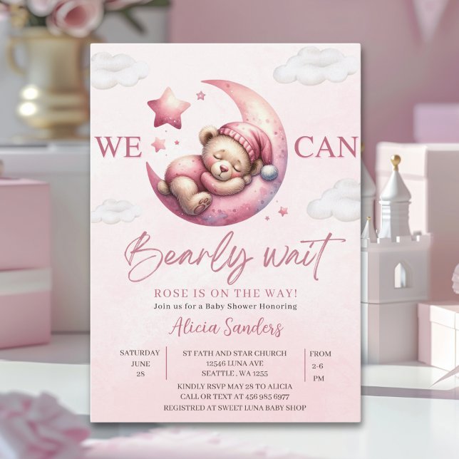 Invitation We can Bearly wait - Teddy Bear Baby shower Girl (Créateur téléchargé)