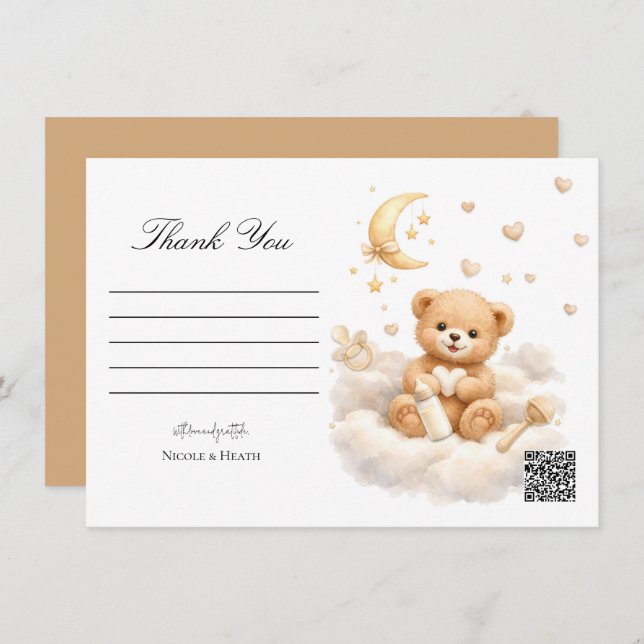 Invitation We can Bearly Wait Teddy Bear Thank You Card (Devant / Derrière)