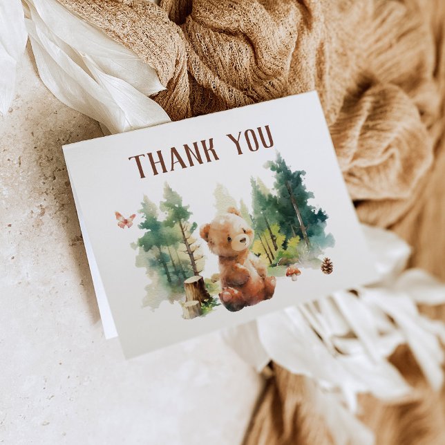 Invitation We Can Bearly Wait Woodland Baby Shower Thank You (Créateur téléchargé)