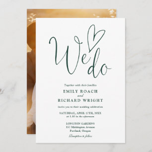 Invitation We Do Love Heart Photo Emerald Green Mariage