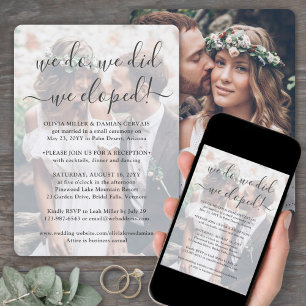 Invitation We Eloped 2 Photo Overlay Wedding Reception Only