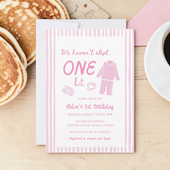Invitation We Haven't Slept One Bit Pajama First Birthday (Créateur téléchargé)