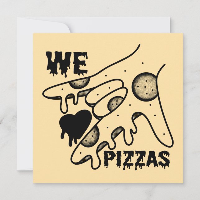 Invitation We Love Pizzas - Pizza Love - ASL ILY Obsession De (Devant)