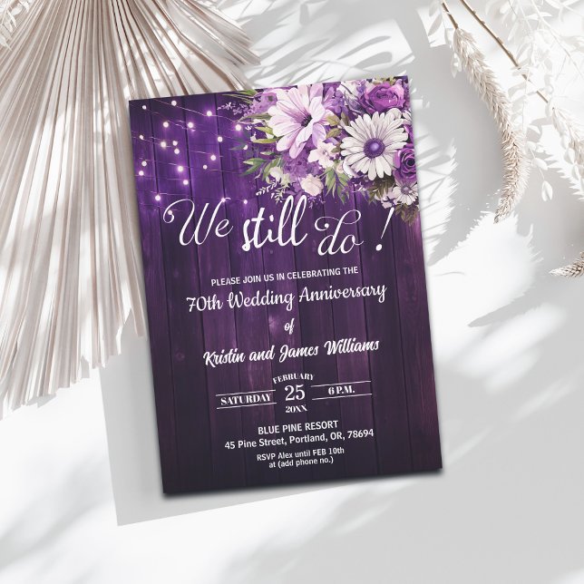 Invitation We Still Do 70th Wedding Anniversary String Lights (Créateur téléchargé)