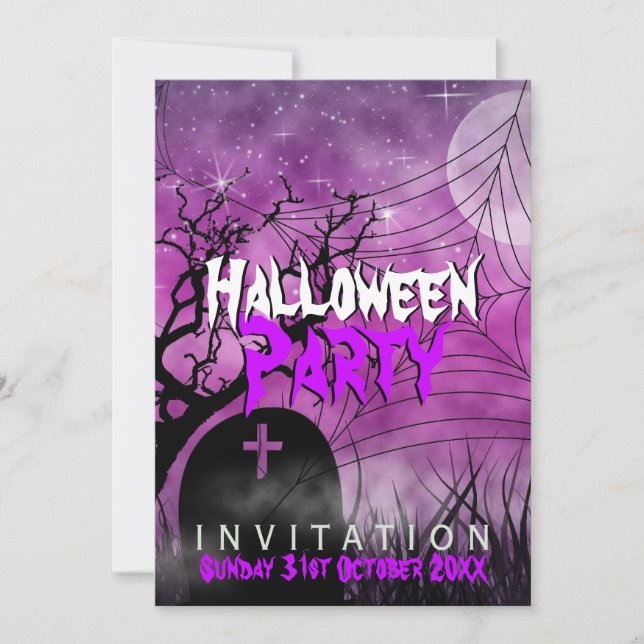 Invitation Web Pink Halloween Moon+Spider (Devant)