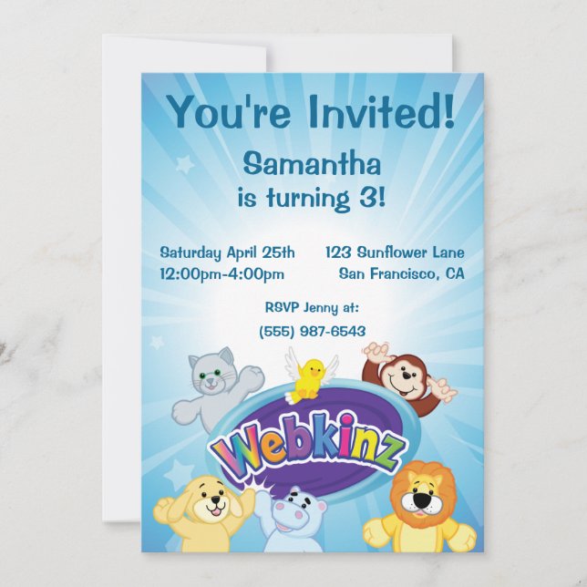 Invitation Webkinz : Entrez et jouez (Devant)