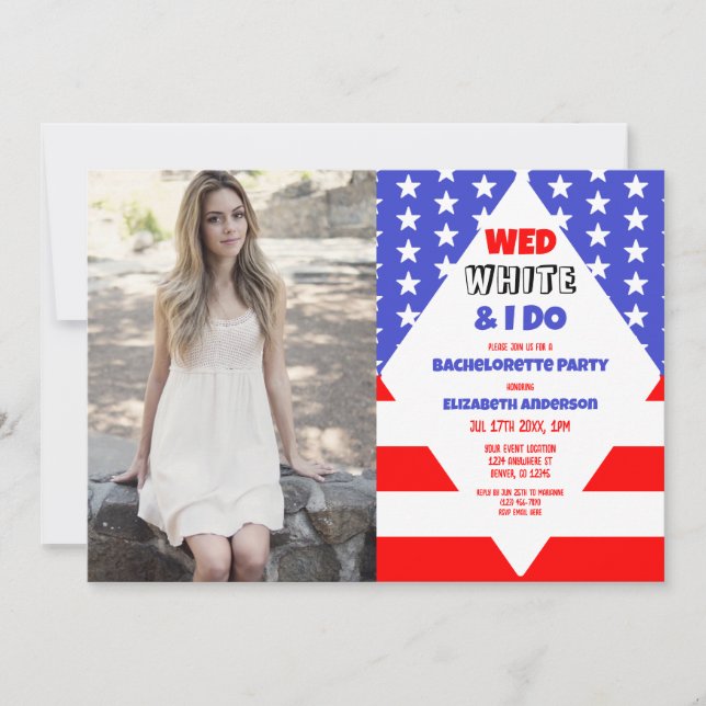 Invitation Wed, White & I Do Patriotic Bachelorette Party (Devant)