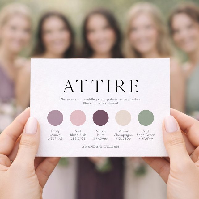 Invitation Wedding Attire Guide Card with Color Palette (Créateur téléchargé)