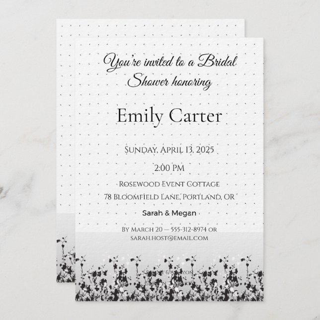 Invitation Wedding Bridal Shower | Elegant Invite Design (Devant / Derrière)