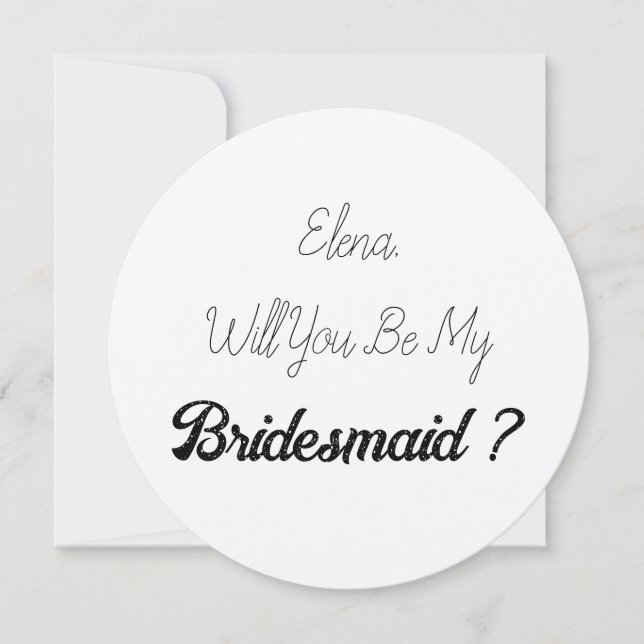 Invitation Wedding Bridesmaid 2024 Simple Proposal Silver (Devant)