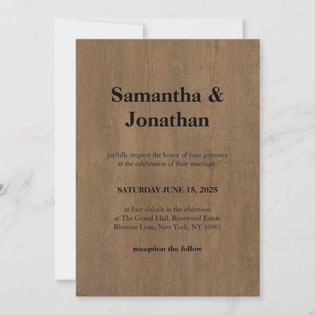 Invitation Wedding Classic Medium Wood Grain (Devant)