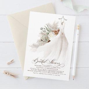 Invitation Wedding Dress Floral Pampas Grass Bridal Shower In