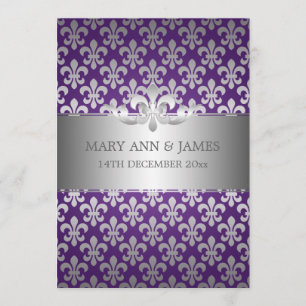 Invitation Wedding Fleur De Lis Purple élégant