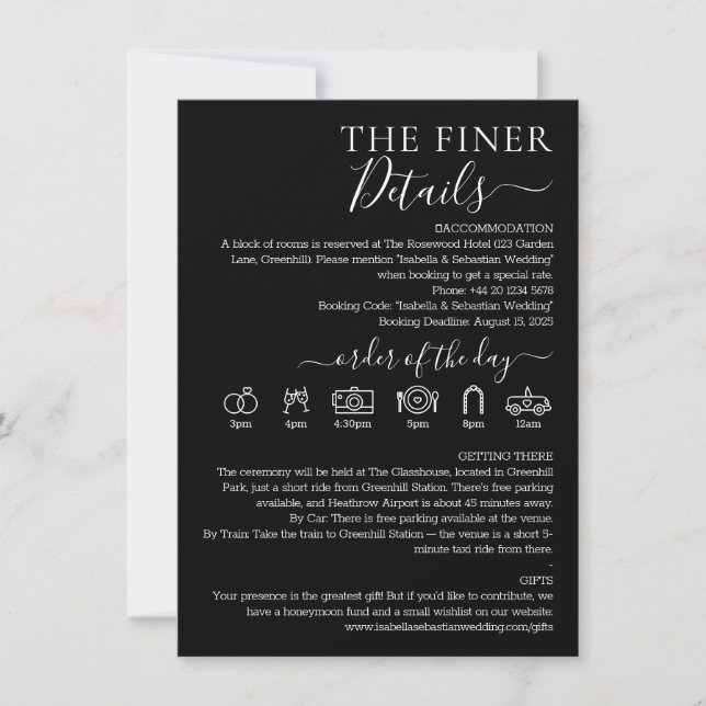Invitation Wedding Formal Black Finer Details (Devant)