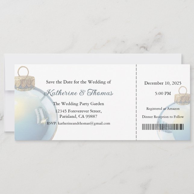 Invitation Wedding Invitation, Wedding Stationary, Christmas (Devant)
