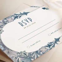 Wedding RSVP Art Nouveau Dusty Blue W Morris