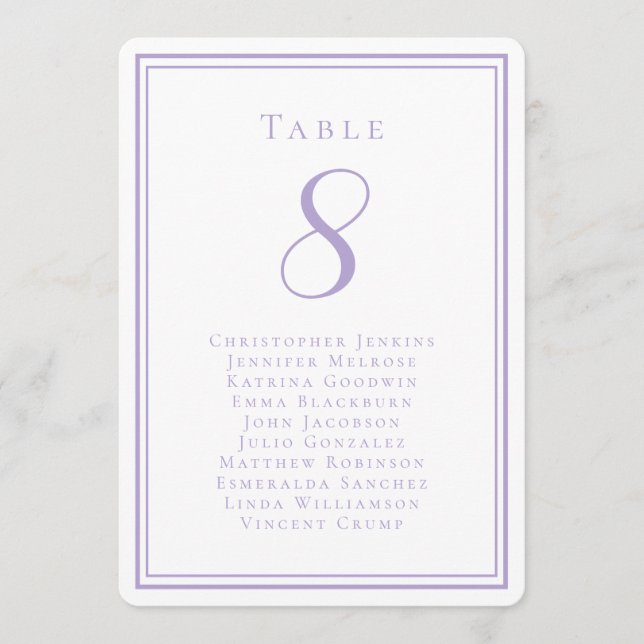 Invitation Wedding Seating List Guest Table Number Lavender (Devant)