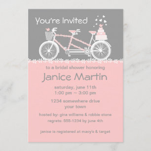 Invitation Wedding shower à bicyclette Tandem