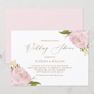 Invitation Wedding shower Aquarelle Pink Peonies