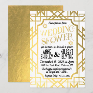 Invitation Wedding shower Art Déco Couples Gatsby Gold Foil