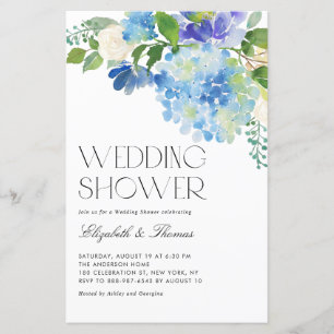 Invitation Wedding shower Blue Hydrangea