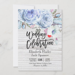 Invitation Wedding shower Bohème Floral Plumes Bois rustique