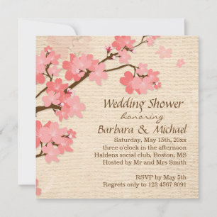 Invitation Wedding shower cerise en fleurs