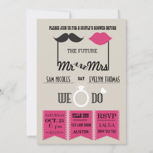 Invitation Wedding shower chic de la typographie des lèvres e