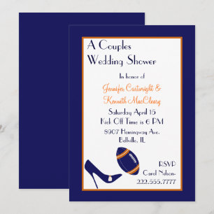 Invitation Wedding shower Couples de football Blue & Orange