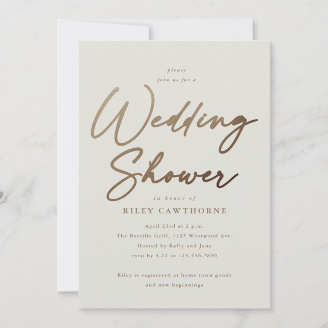 Invitation Wedding shower Couples de script or simple (Devant)