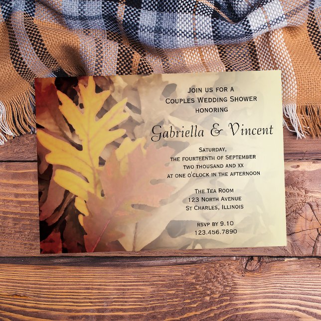 Invitation Wedding shower Couples Feuilles d'automne peintes (Fall in love with this Autumn Couples Wedding Shower Invitation)