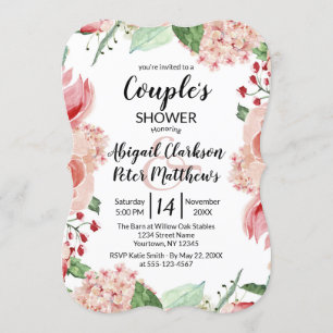 Invitation Wedding shower Couples floraux de l'aquarelle de p