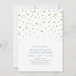 Invitation Wedding shower Couples Hexagon Bleu, Or