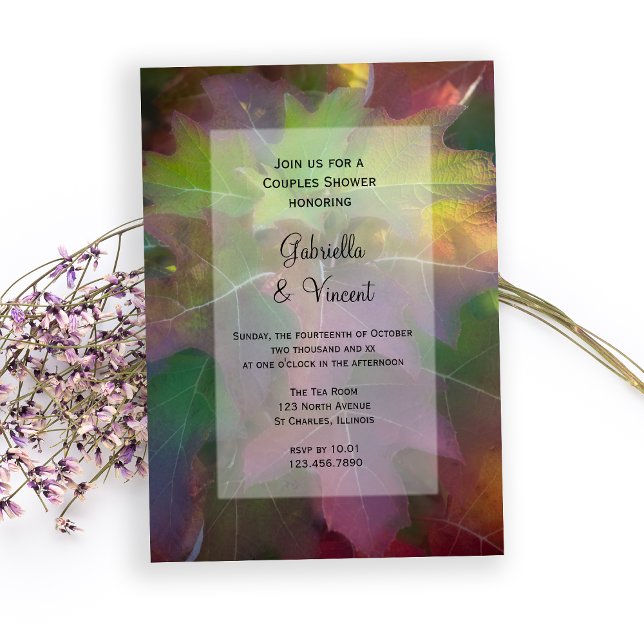 Invitation Wedding shower Couples Hydrangea Leaf Chêne Automn (Fall in Love with this woodsy Autumn Couple Shower Invitation)