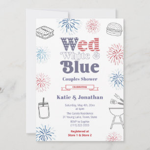 Invitation Wedding shower Couples Patriotiques Bleu Mer