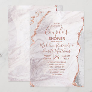 Invitation Wedding shower d'Agate Or Blanc et Rose