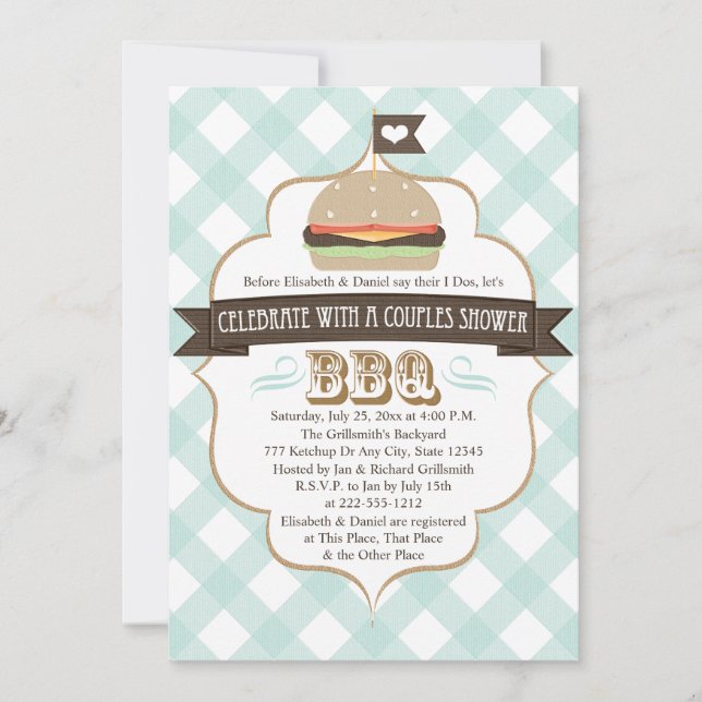 Invitation Wedding shower d'Aqua Blue BBBQ Couples (Devant)