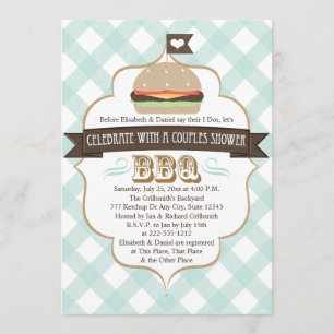 Invitation Wedding shower d'Aqua Blue BBBQ Couples