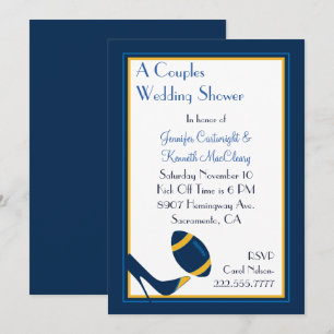 Invitation Wedding shower de Blue Football Couples
