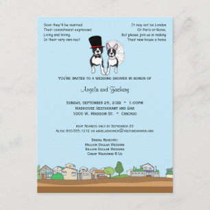 Invitation Wedding shower de Boston Terrier de jeunes mariés