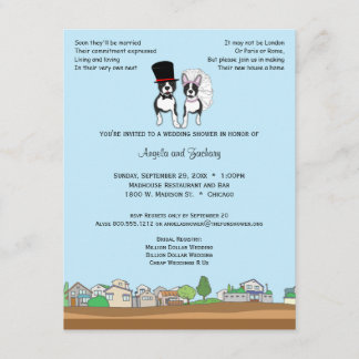 Invitation Wedding shower de Boston Terrier de jeunes mariés