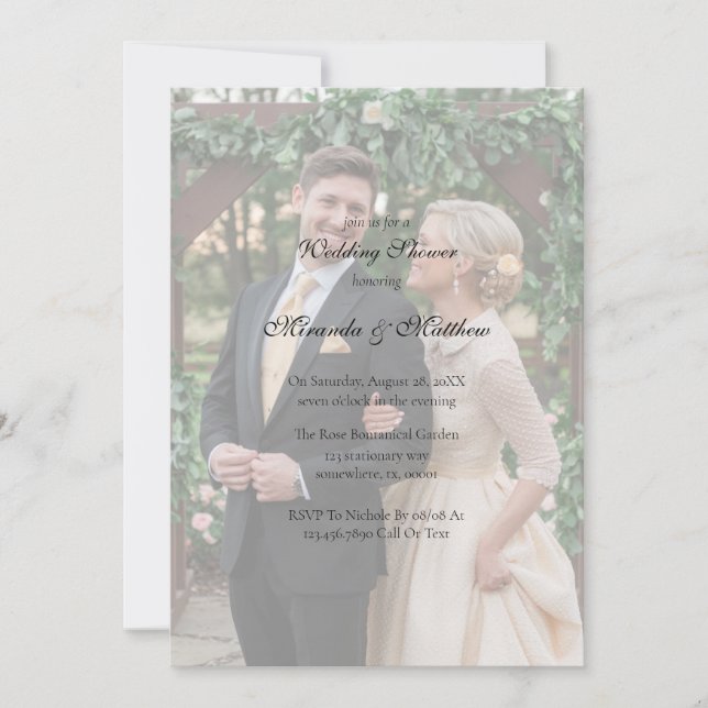 Invitation Wedding shower de bouquet de rose jaune-beurre (Devant)