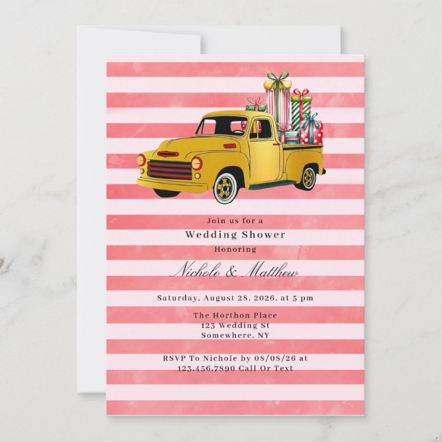 Invitation Wedding shower de camion Vintage de Noël (Devant)